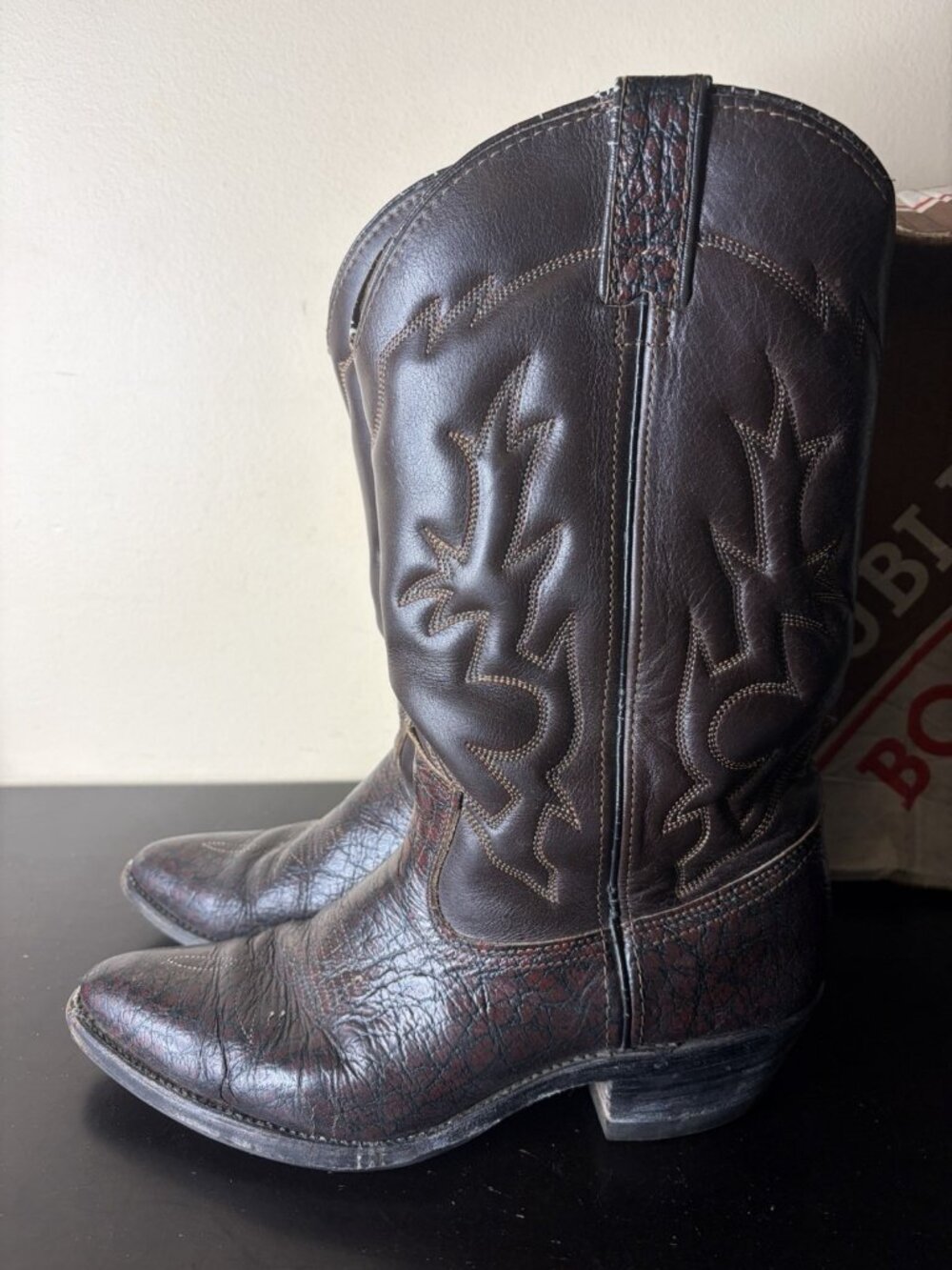 vintage 1984 Double-H brown leather western boots Size 10D